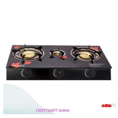 China High Quality Air Inlet Household Low Ignition Blue Flame Tempered Glass Three Burner Cooktops Piezo Gas Stove For Home Kitchen for sale