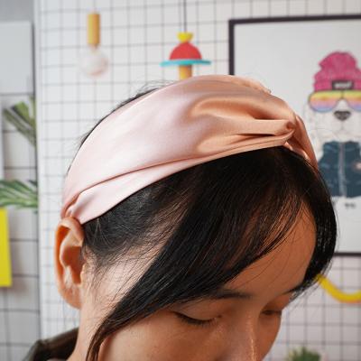 China Fashion newcomer 19mm elastic obersized wide mulberry 100 silk headband scarf for beauty for sale