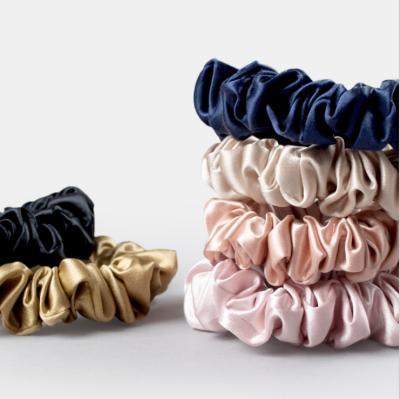 China JILI BLACKBERRY SILK 100% SMALL SIZE WOMEN elastic LACE SCRUNCHY SILK HAIR TIES SET for sale