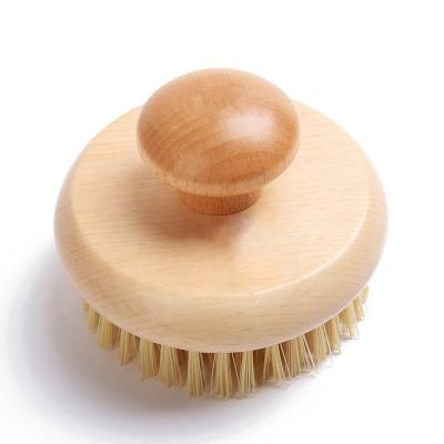 China EXFOLIATING New Style Hot Round Natural Wood Brush and Dry Sisal Body Brush Clean Skin Exfoliation Bath Brush for sale