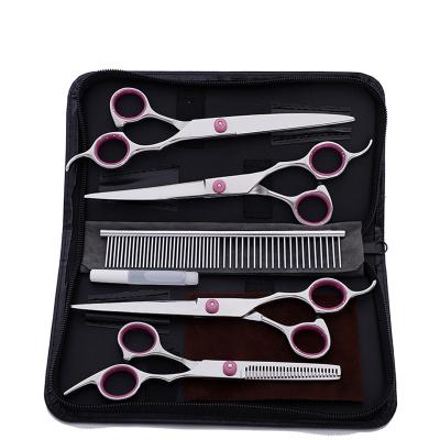 China Professional Thinning Scissors Dog Grooming Scissors Fit Stainless Steel Home Cutting Curved Thinning Shear Kit for sale