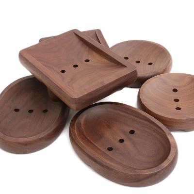 China Manufacturer Direct Sales Eco-Friendly Custom Handmade Walnut Wooden Soap Dish Soap Box for sale