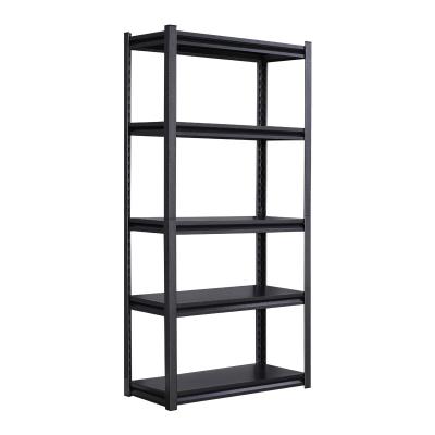 China Durable Black 5 Tier Adjustable Shelf Boltless Storage Metal Multi-Tier Rack Corrosion Protection for sale