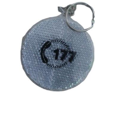 China Be Seen Round Shape Custom Logo ABS Plastic Acrylic Print Logo Reflective Keychain Key Chain Pendant for sale