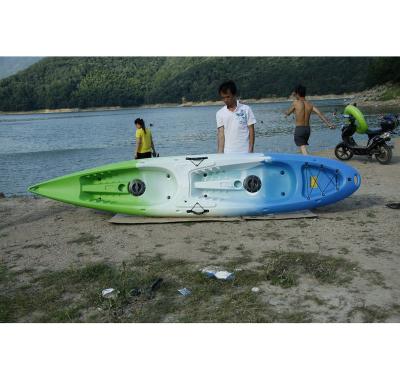 China LLDPE UV Resistant Double Fishing Kayak Fishing Canoe For Sale Racing Kayak 2+1 Sit On Kayak for sale