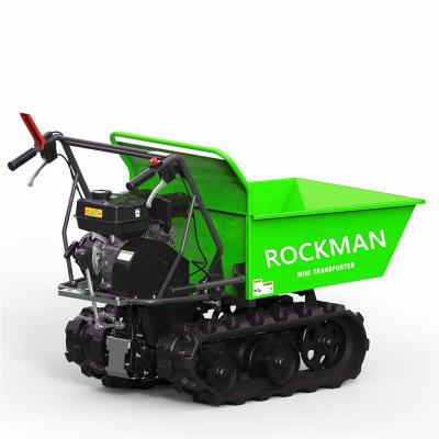 China Construction Material Stores 6.5hp Gasoline Engine Self Propelled Rubber Tracked Mini Dumper With 300KG Payload for sale