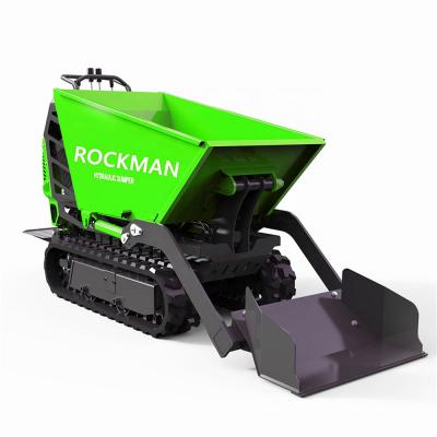 China Farms 500KG Gasoline Power Hydraulic Full Mini Crawler Tracked Dumper With Front Loader for sale