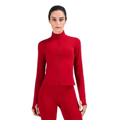 China Autumn And Winter New Breathable Comic Collar Slim Yoga Wear Brushed Sports Fitness Tops Zipper Jacket Women for sale