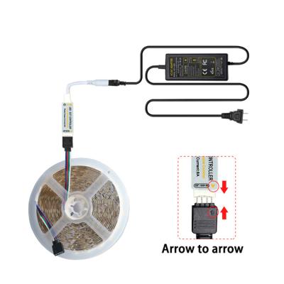 China Warehouse RF Warm Mini Cct Remote Controlled Smd 5025 60leds Dc12v White+ TDC Warm White Led Strip Lights Kit for sale