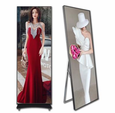 China Commerical Indoor Poster P1.75 P2.0 P2.5 Screen Stand Mobile Advertising Board For Shop Mall Advertising for sale