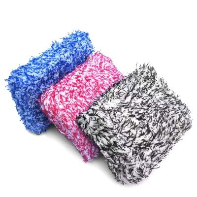 China Microfiber+ foam picked auto car sponge wrapped in soft, plush fiber cloth material, wash safe with any car soap for sale