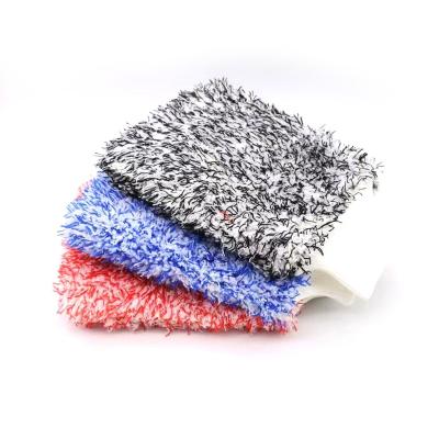 China Car Wash Cleaning Microfiber Car Wash Glove Cyclone Microfiber Long Selected Wash Gloves Automatic Hot Sale Double Color Dust Glove for sale