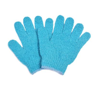 China All Natural Blue 100% Nylon Exfoliating Glove Mitt Bath Scrubber Remove Dead Skin Exfoliating Gloves for sale