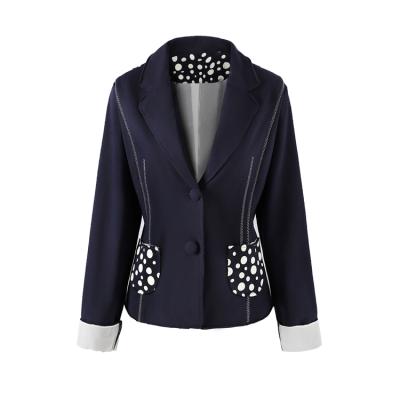 China Casual Anti-wrinkle OEM Fashion Plus Size Dot Print Slim Lady Blazer Suit Jackets For Woman for sale