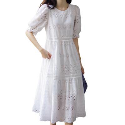 China Hot Selling Workable Office Ladies Summer Dress Solid White Elegant Wedding Dresses For Women for sale