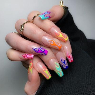 China Easy Apply Three-color Flame Nail Applique Nail Phototherapy DIY Nail Art for sale