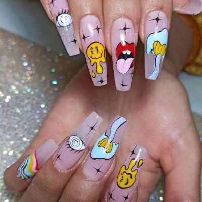 China Easy Apply Lip Smile Nail Art Phototherapy Funny Nail DIY Applique Nail Sticker Art for sale