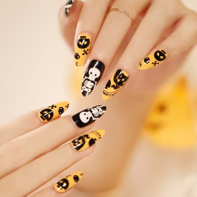 China Easy Apply 24 Pieces Of Popular Fake Nails Halloween Design Nail Art Press Nails for sale