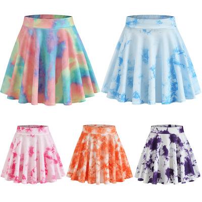 China AIXI Summer Anti-Static Soft Skirts For Women Casual Mini Short Tie Dye Printed Skirt for sale