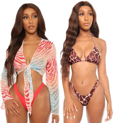 China AIXI Breathable 3 Piece Lace Up Swimwear Bikini Swimwear Woman 2021 Beach Wear for sale