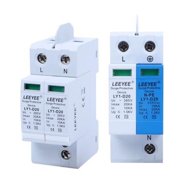 China Power Supply System New Version 2P 20KA Class D Surge Protector AC 275V 380V SPD With Pluggable Module And Visual Window for sale