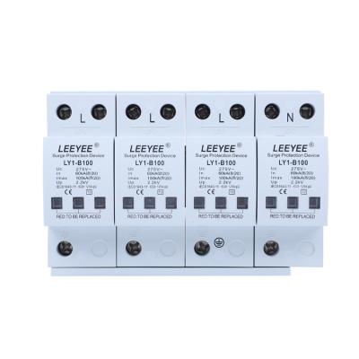 China PBT SPD Class B Surge Protection Device 4P 100KA 275V AC 2 Years LY1-B100 4P for sale