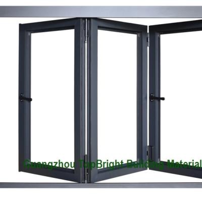 China Exterior Aluminum Folding Folding Screen Frame Window With Double Glass Panels for sale