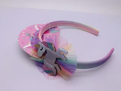 China Polyester Girls Unicorn Hair Band , Toddler Rainbow Hair Accessories zu verkaufen