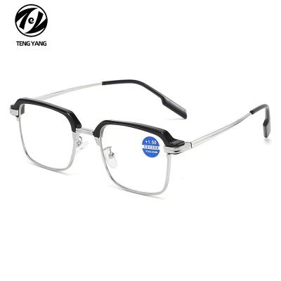 China For 2022 Fashionable Reading Glass Frame Metal Presbyopia Frame Square Spring Leg Customized High End Presbyopia For Men And Women for sale