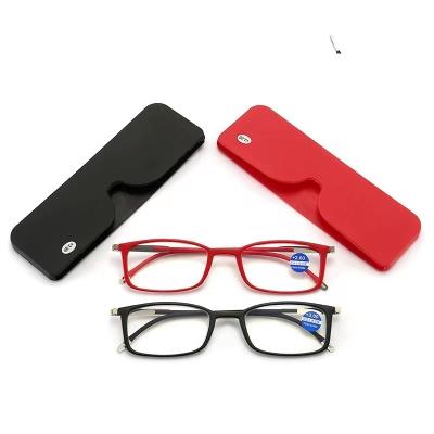 China Slim 2023 Ultralight Portable Anti-blue PC Light Glasses Holder Women Mobile Phone Frame Red Reading Glasses for sale