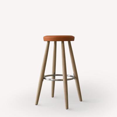 China Modern Solid Wood Leather Soft Nordic Bar Stools Bar Chair Storage Bag Solid Wood Bar Stools For Kitchen for sale