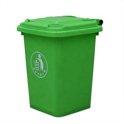 China Sustainable Customizable Color And Printing Of Plastic Industry Outdoor Mobile Trash Can With 100L Cover for sale