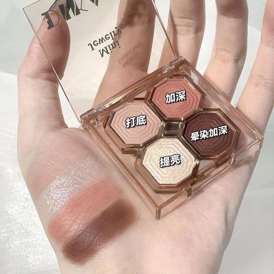 China Waterproof Portable Eyeshadow Palette Quality Matte Shimmer Shiny Long Lasting Highlight 4 Color Neutral Makeup Vegan for sale