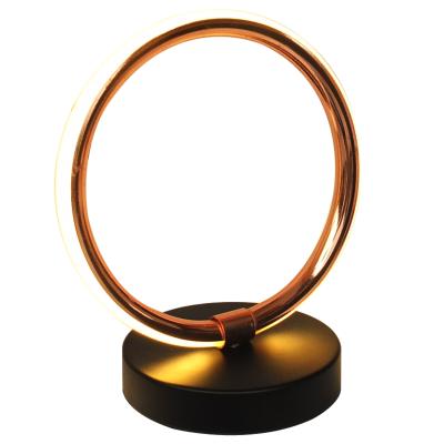 China Modern High Quality Copper Plating Aluminum Ring Warm White Cool White Led Home Room Energy Saving Living Decorative Table Lamp for sale