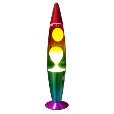 China Colorful Modern Aluminum Base Rocket Rainbow Glass Bottle Liquid Lava Motion Lamp New Trendy 16 Inch Bed Room Decoration for sale