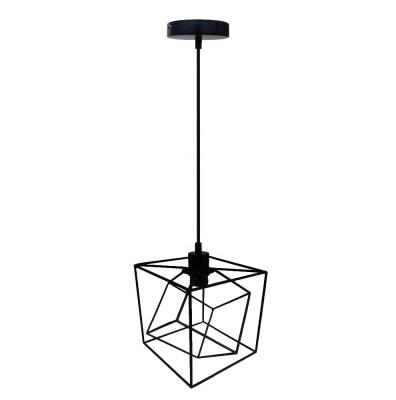 China Modern Obsolete Black Square Iron Pendant Lamp for sale