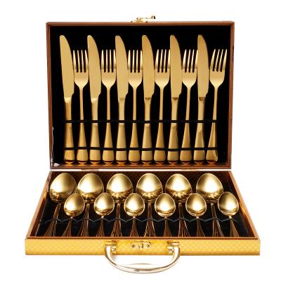 China Wedding Gift Stainless Steel Cutlery Gold Flatware Black Camping Set Sustainable Eco Friendly Reusable Luxury Silverware Spoon Fork for sale