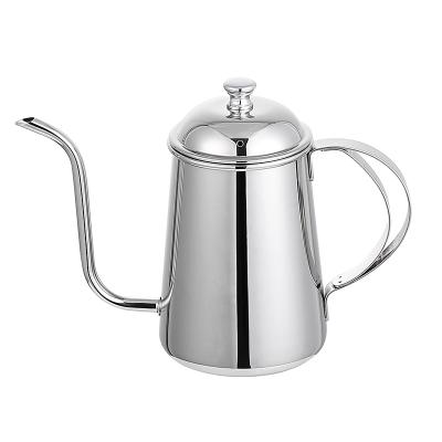 China Durable Sleek Silver Narrow Mouth 18/10 Stainless Steel Spill Over Drip Pot Gooseneck Coffee Kettle for sale