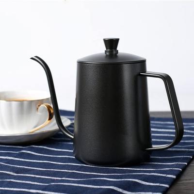 China New Design 350ml 600ml 304 Stainless Steel Handles Drip Lid Gooseneck Kettle Drip Coffee Stocked Pot for sale