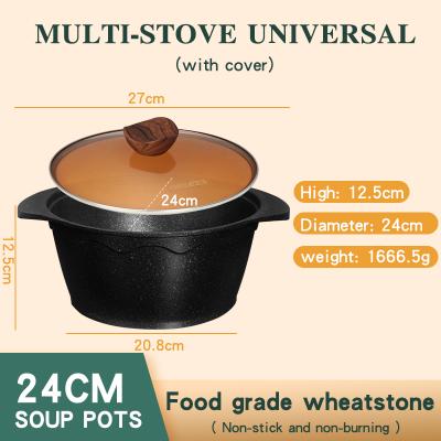 China Large Multi Function Sustainable Kitchen Cooking Camping Originally Non Stick Double Ear Cooking Pot Cookware Set Soup Pot With Glass Cover for sale