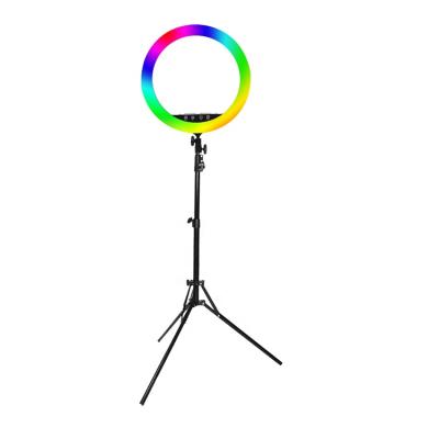 China PORTABLE RGB Led Selfie Touch Button Ring Light With Pipe Phone Clamp for sale