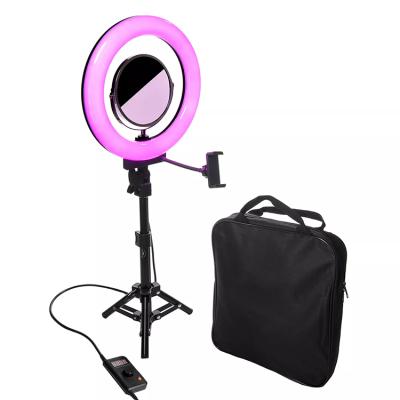 China Hot Selling PORTABLE LED Dimmable Selfie Ring Light With Mirror For Make Up Live Streaming for sale