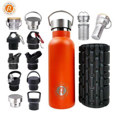 China Sustainable Fitness Water Bottle Sport Camping Hiking Yoga Bottle Rolling Sleeve 18/8SS Vacuum Bottle 750ml Ready To Ship for sale