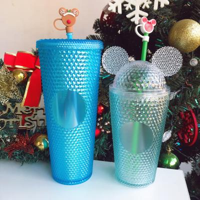 China 2022 Viable Plastic Studded Mickey Minnie Mouse Cups Lid Cup Lid Suit Handsome For Double Wall Plastic Tumblers for sale