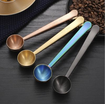 China Custom Logo Food Grade Stainless Steel Disposable Hot-Wholesale Coffee Spoon With Bag Clip Tea/Coffee Spoon for sale