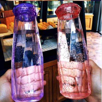 China Disposable High End Decoration Etched Diamond Bottom Pink Crystal Cut Glass Tumbler For Club Glass Juice Bottles for sale