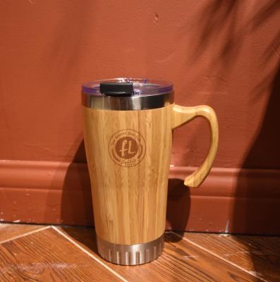 China Viable Wholesale Hot-Selling 304 Stainless Steel Bamboo Mouth Coffee Mug Wide Bamboo Double Wall Tumblers With Handle And Lid for sale