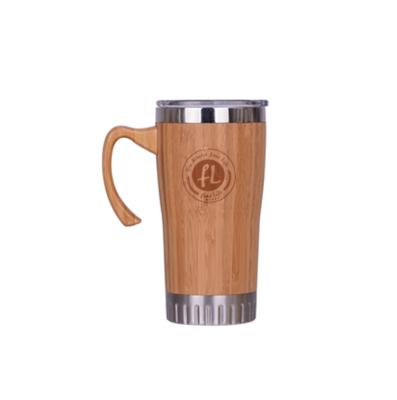 China Hot-selling 18s/s stainless steel mouth coffee Amazon viable wholesale wide wall coffee double cup bamboo tumbler with handle and lid for sale