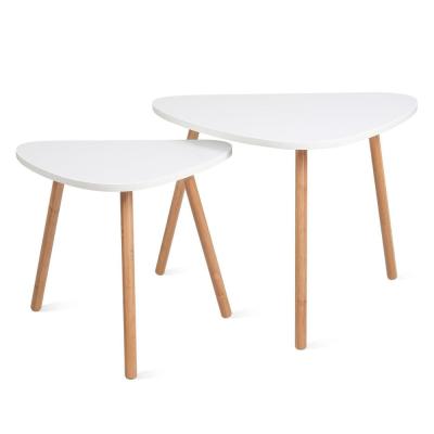 China Home Furniture Nesting Cafe End Tables Modern Decor Side Table for Home and Office (White, Set of 2) for sale