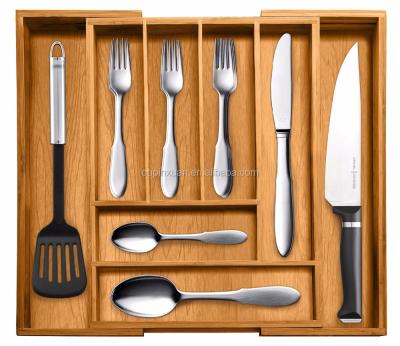 China 100% Sustainable Bamboo Expandable Utensil, Cutlery Drawer Serving Organizer for Kitchen, Bathroom, Office and Cosmetics for sale